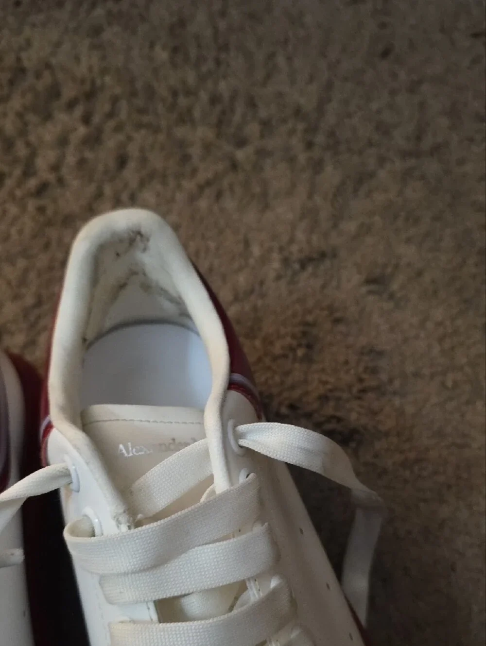 Alexander McQueen Kids White Sneakers with Red Trim
